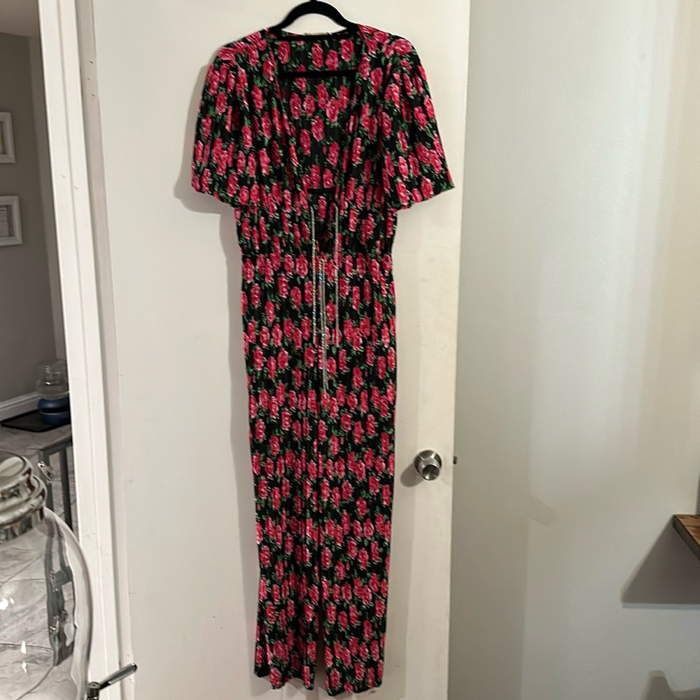 NWT Anthropologie Wayf Rose Floral Jumpsuit L Thinking of You Pisse